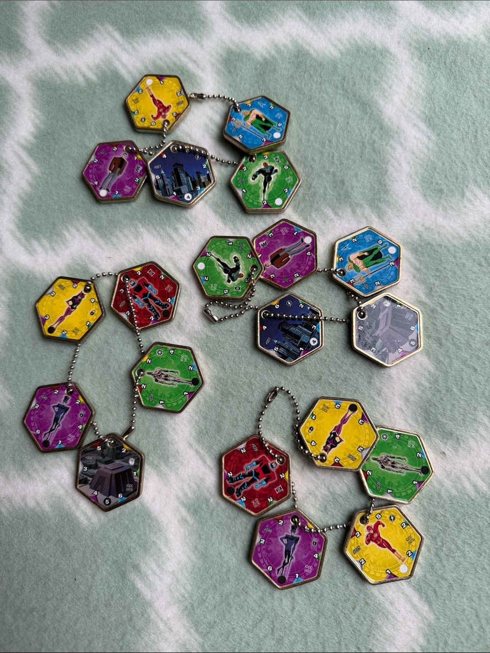 20 Mattel Justice League Hexors collectible battle tiles